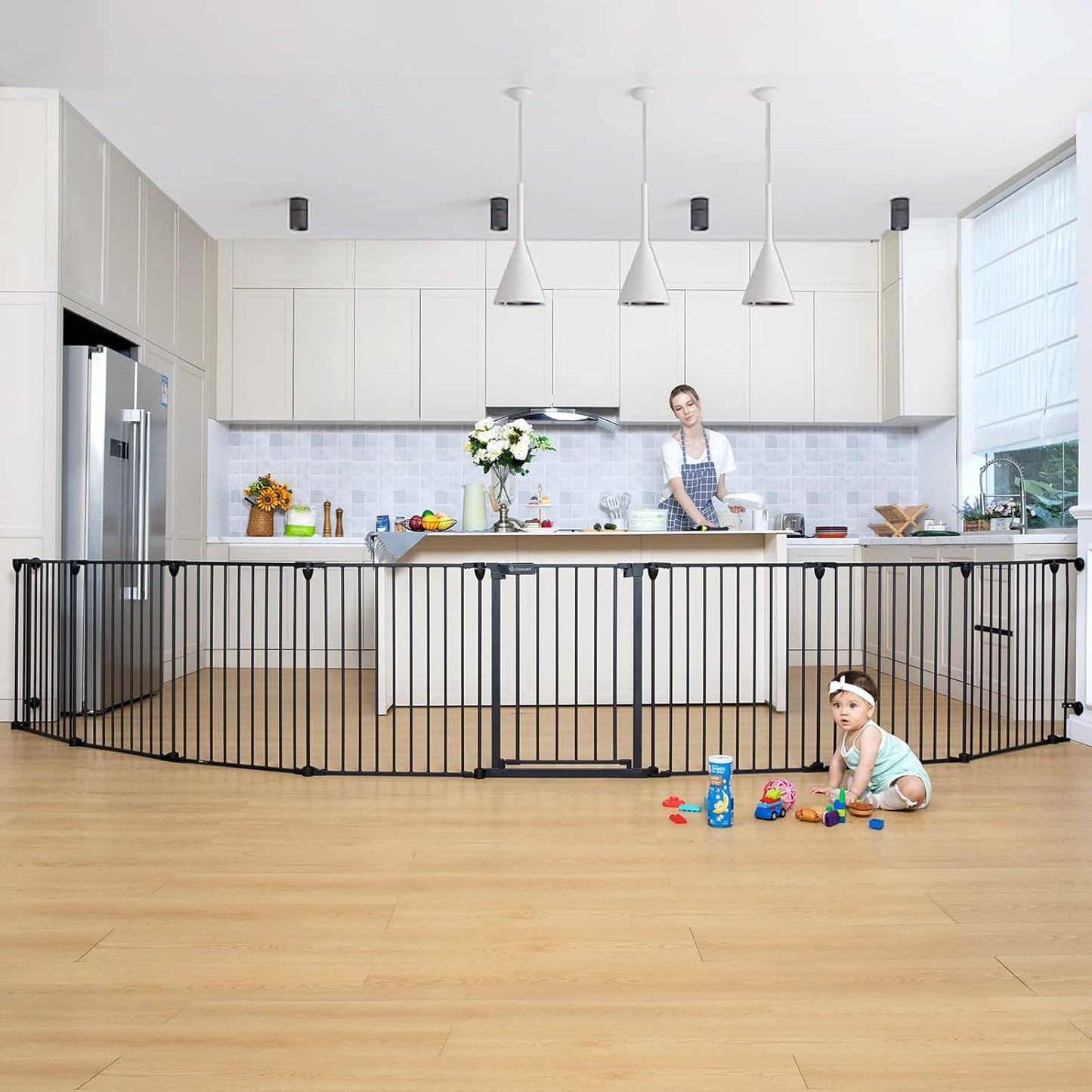 COMOMY Extra Wide Baby Gate - 198 in Safety Gate for Pets