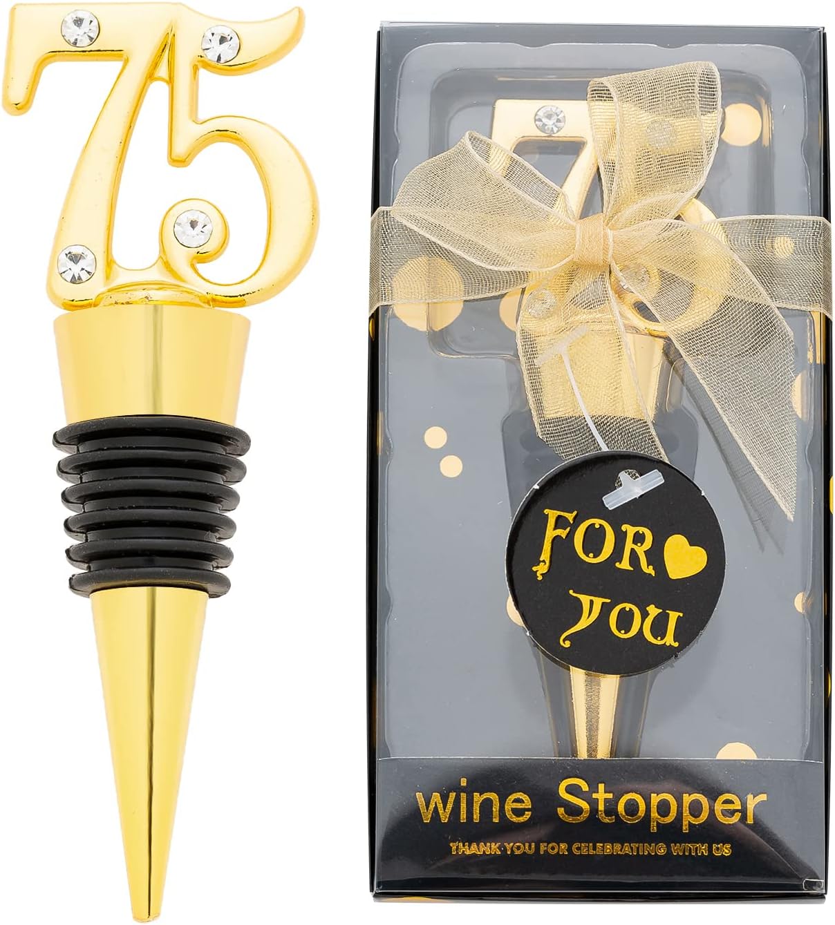 24 Pack 75th Birthday Party Favors - Elegant Wine Stoppers