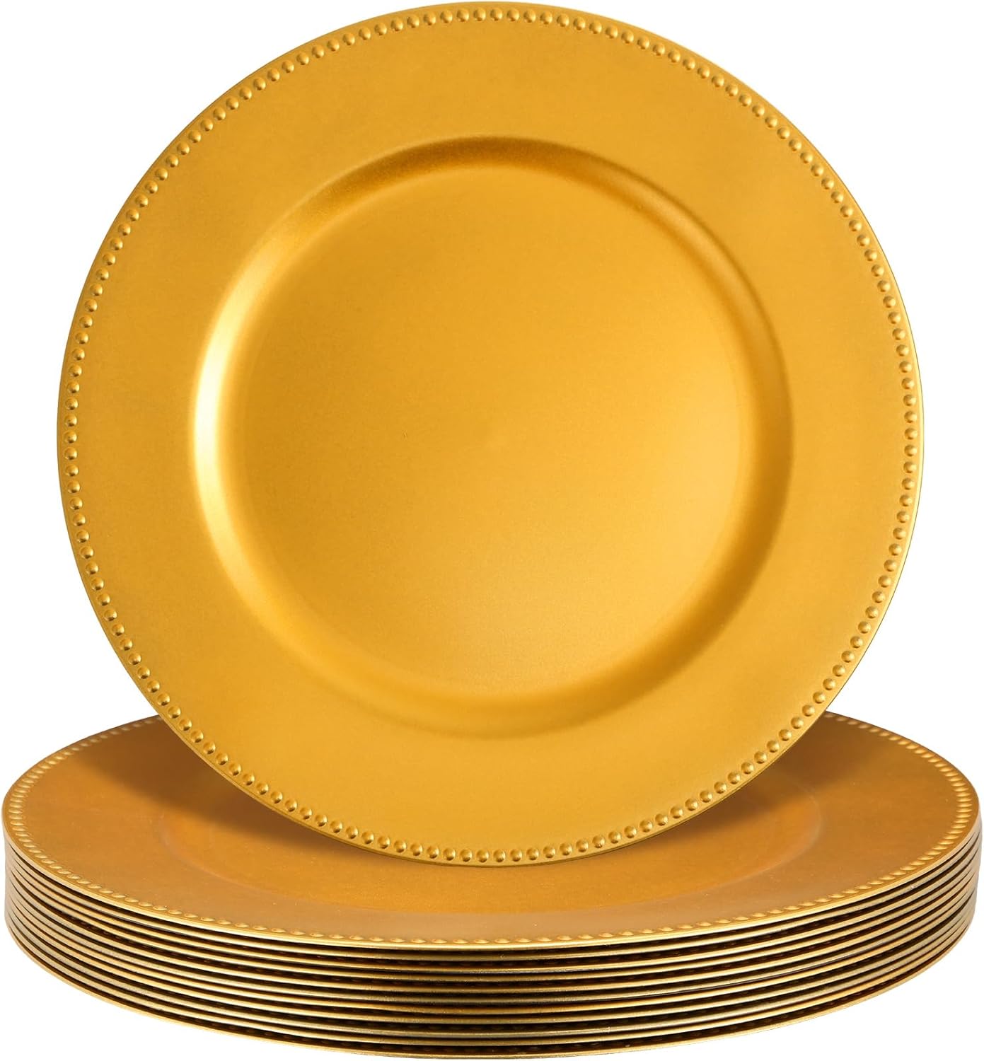 12 Pcs Gold Metallic Charger Plates - Elegant Table Decor!