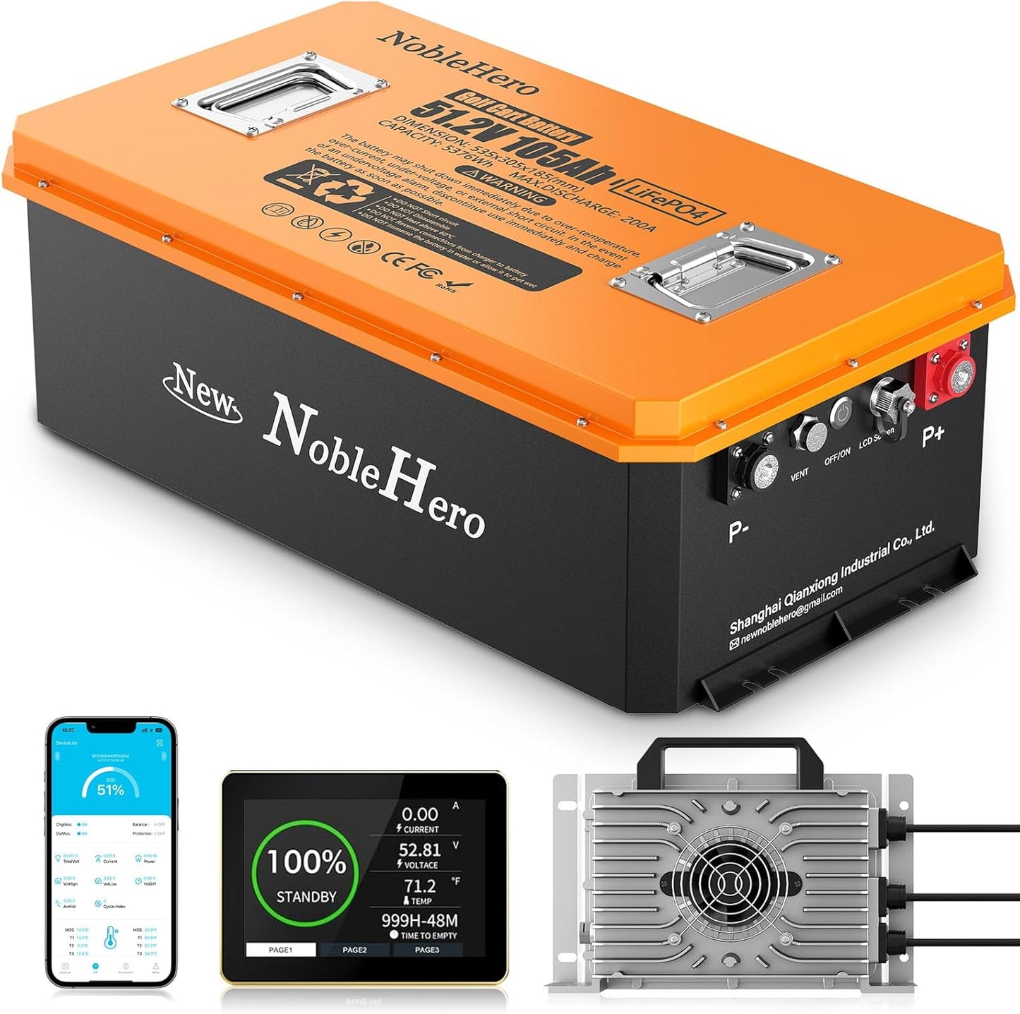 48V 105Ah Lithium Golf Cart Battery with Smart BMS & APP