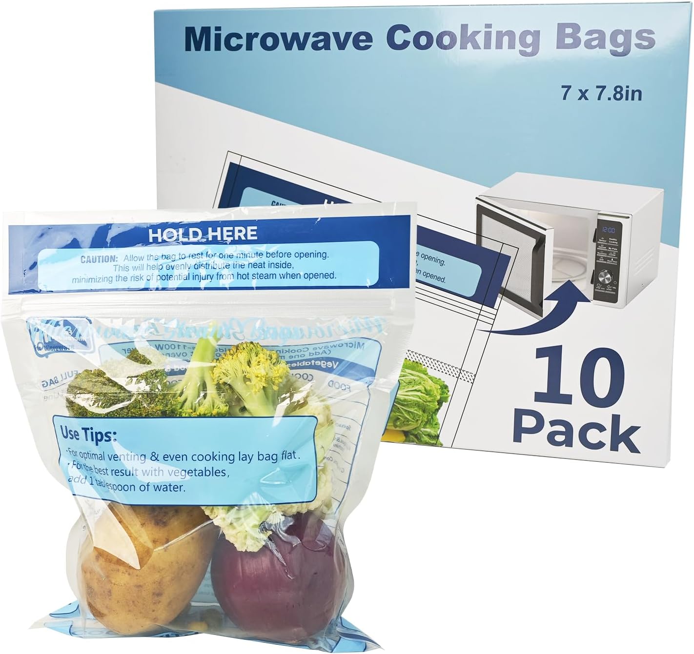 10 Pack Steam Bags, Microwave & Freezer Safe, Veggie-Meat-Fish TMEDW