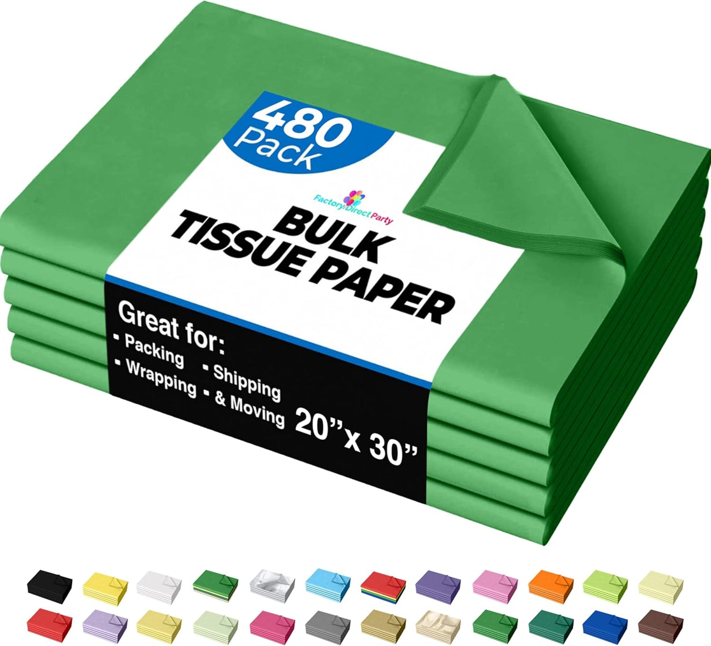 Emerald Green Tissue Paper for Gift Bags - 480 Sheets Bulk