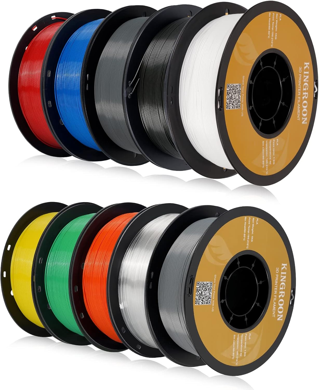 Kingroon PLA 3D Printer Filament - 10 Rolls of Toughness