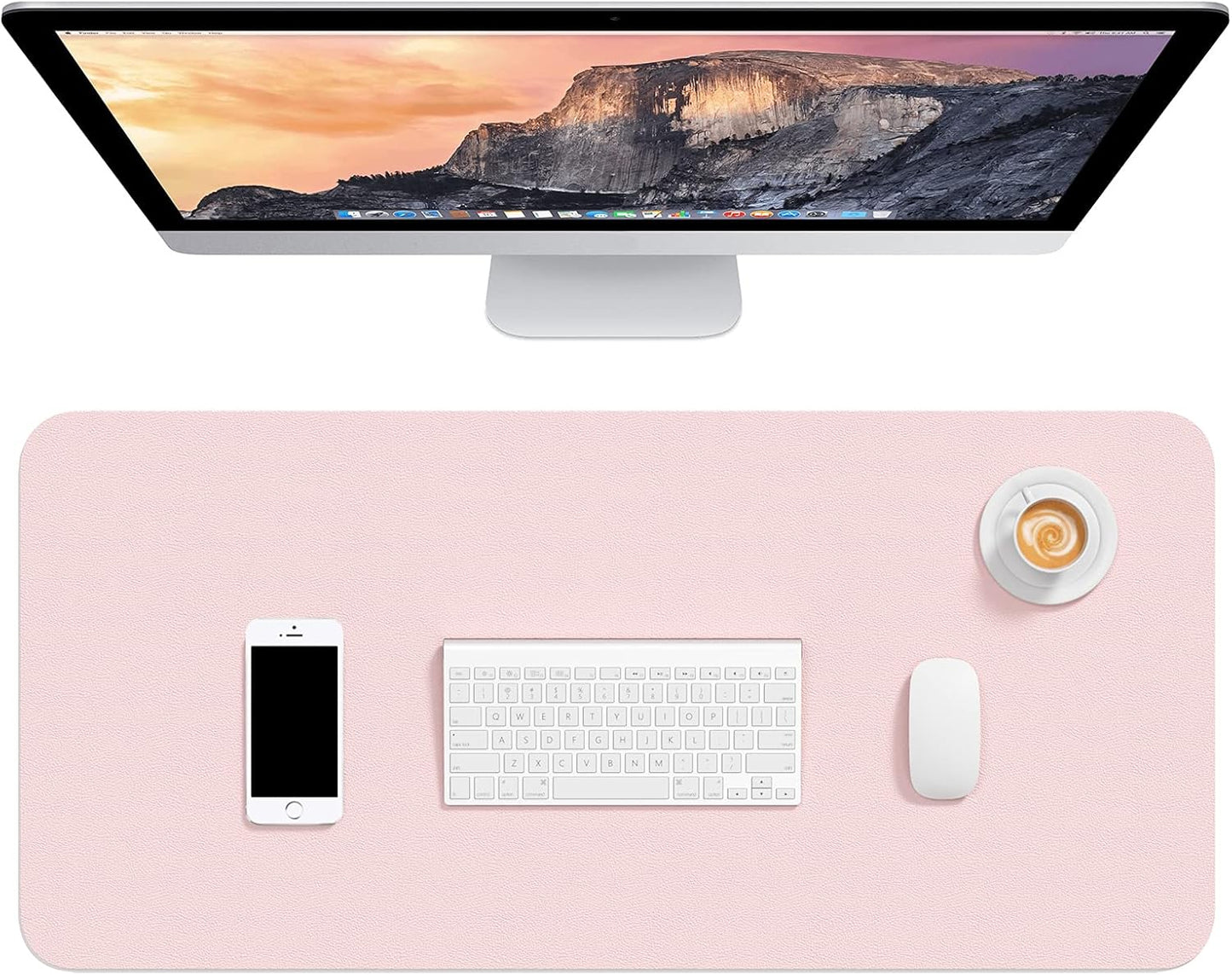 XL Pink Desk Pad: Waterproof PU Leather Mat