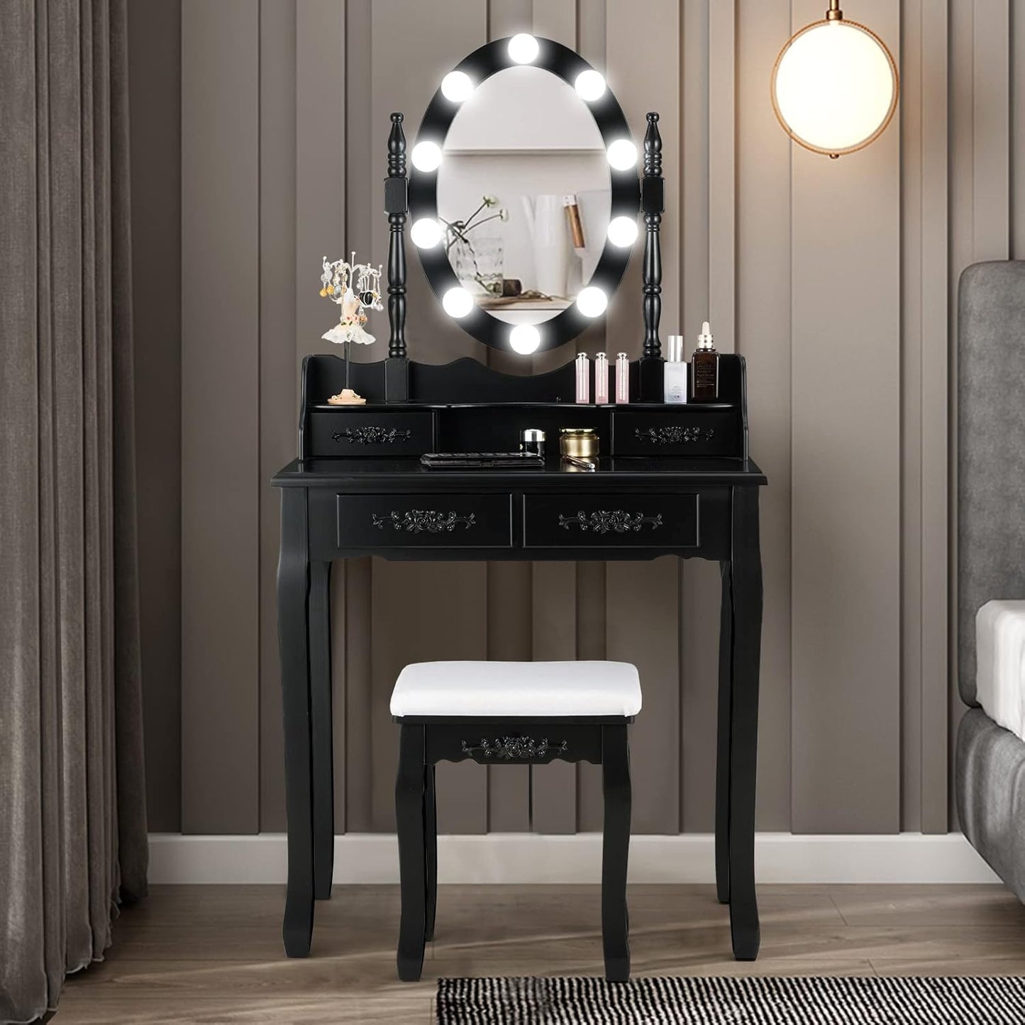 Giantex Makeup Vanity Table with LED Lights and Rotatable Mirror