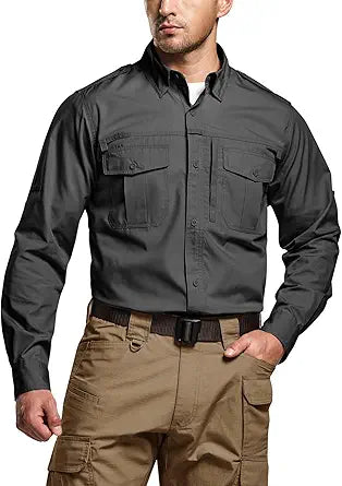 CQR Men's Long Sleeve Work Shirts for Tactical Outdoor Use