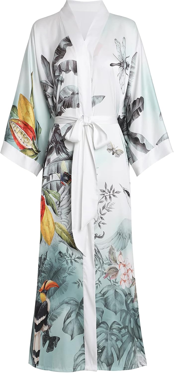 Aensso Long Soft Lightweight Silky Kimonos Robes for Women