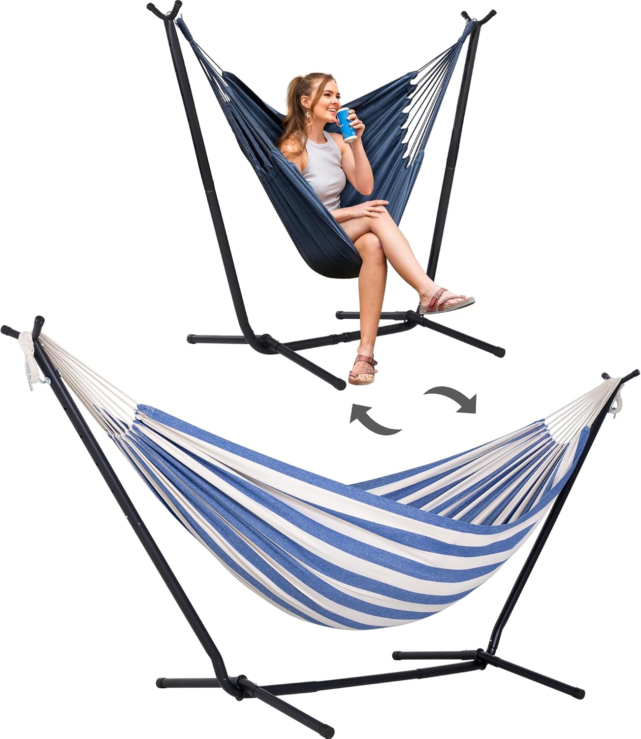 SUNCREAT 2-in-1 Convertible Hammock with Stand for Relaxation