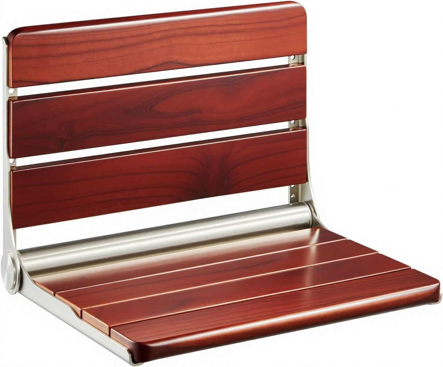 Upgraded 18in ADA Compliant Folding Teak Shower Seat for Safety