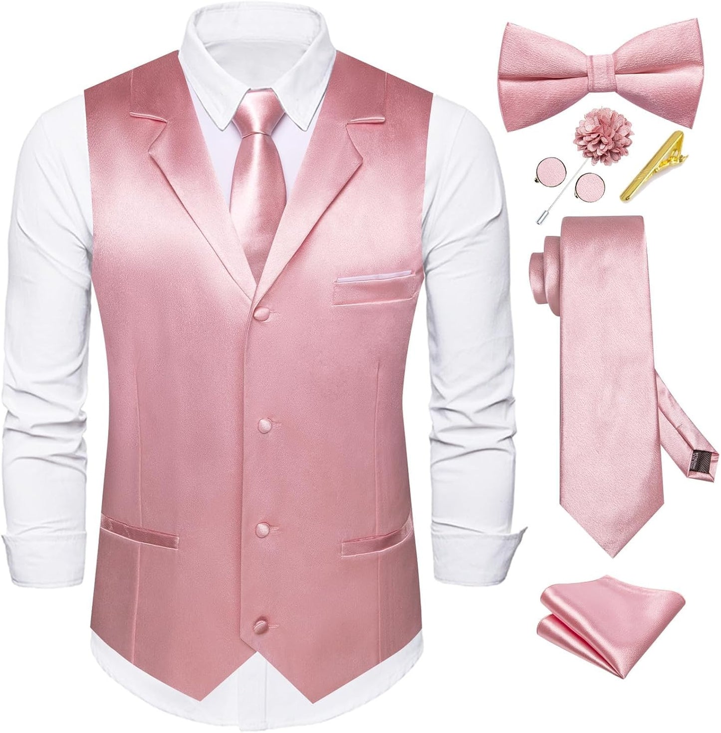 Stylish Dubulle Mens Satin Vest and Tie Set for Formal Events