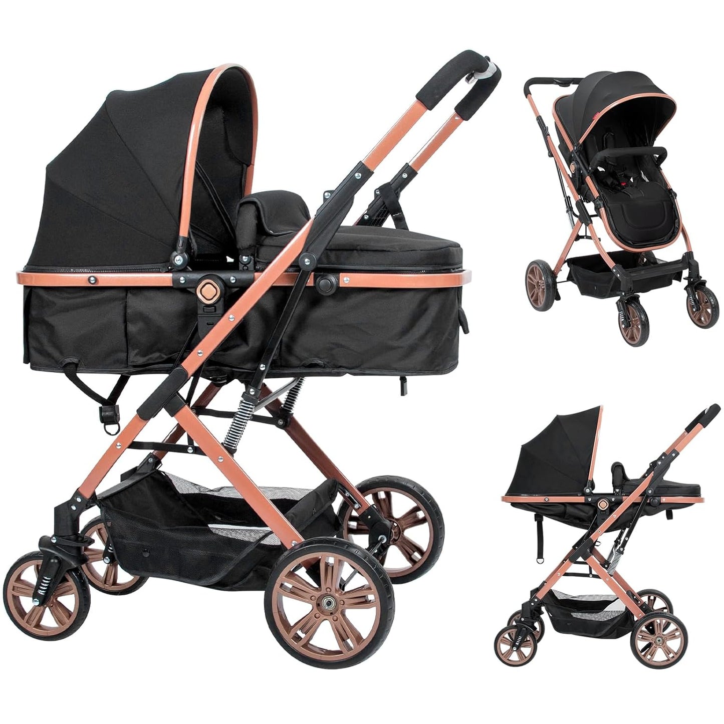 Convertible Baby Stroller Newborn Foldable Pushchair Black