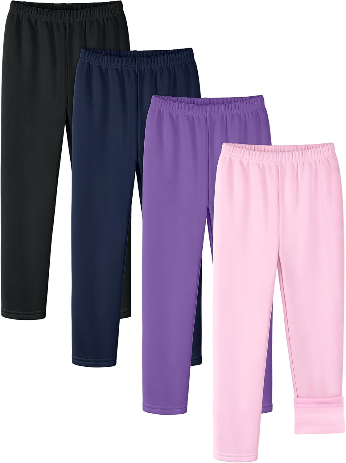 4 Pack Girls Fleece Lined Leggings for Winter Comfort and Style
