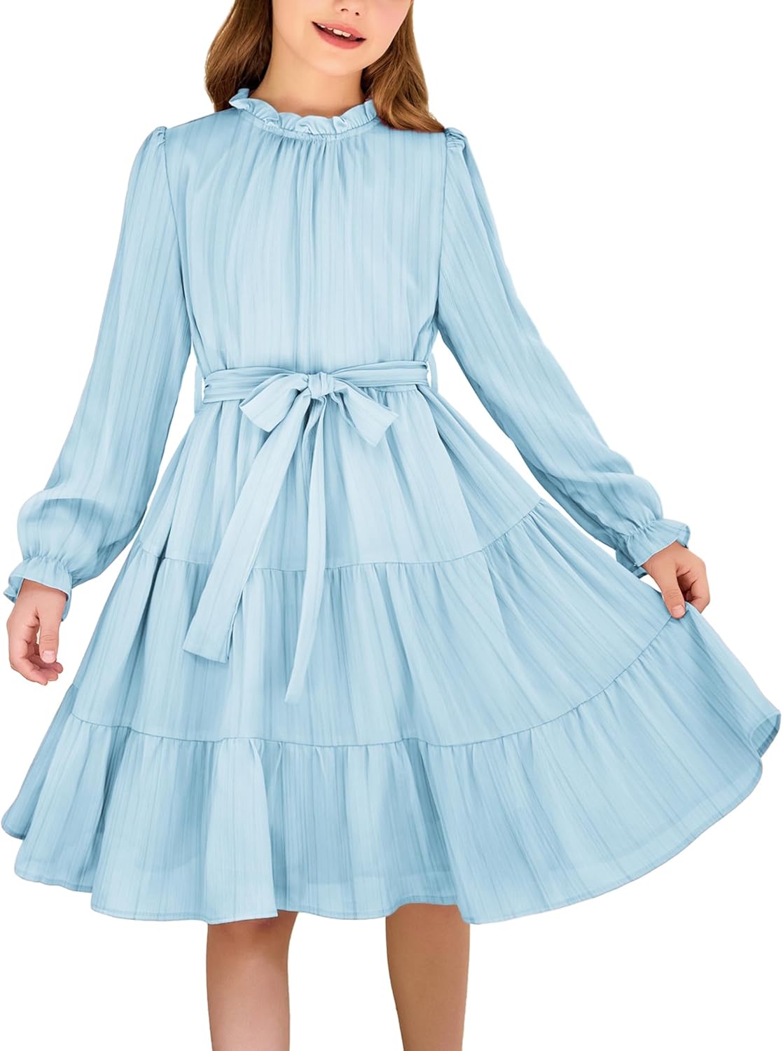 Arshiner Girls Long Sleeve Dress for Fall Formal Parties