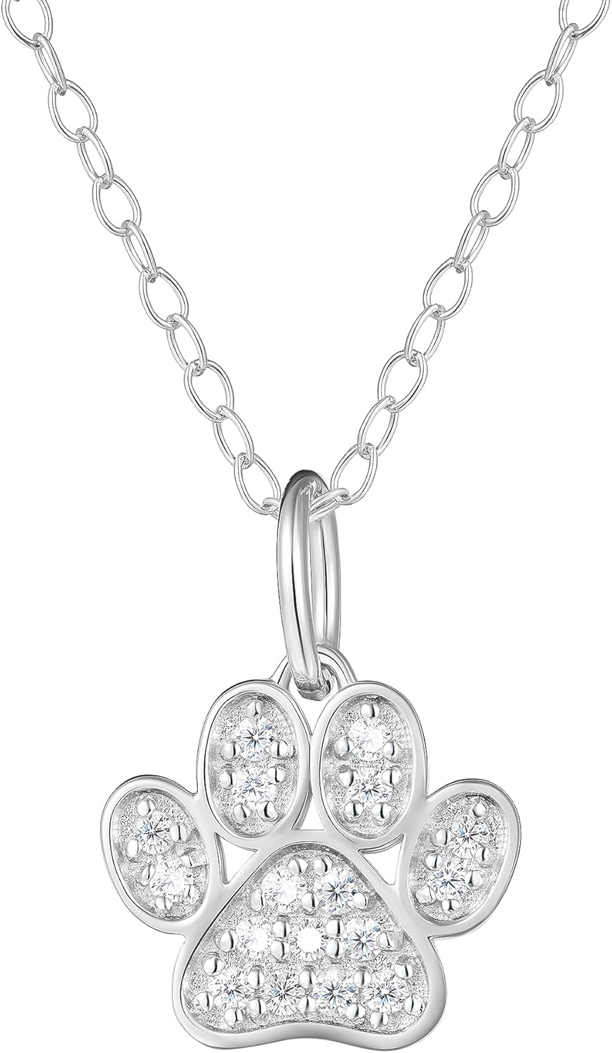 Whimsical Paw Pendant Necklace with Diamonds in Sterling Silver