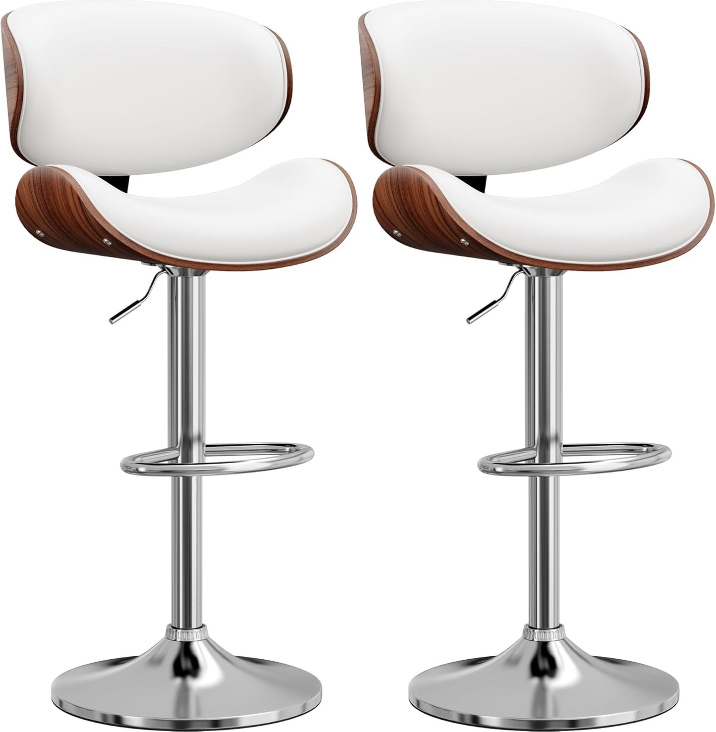 Bentwood Adjustable Height Swivel Bar Stools Set of 2 for Home