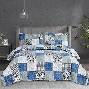 Floral Patchwork Quilt Set King Size Bedspread for Cozy Homes