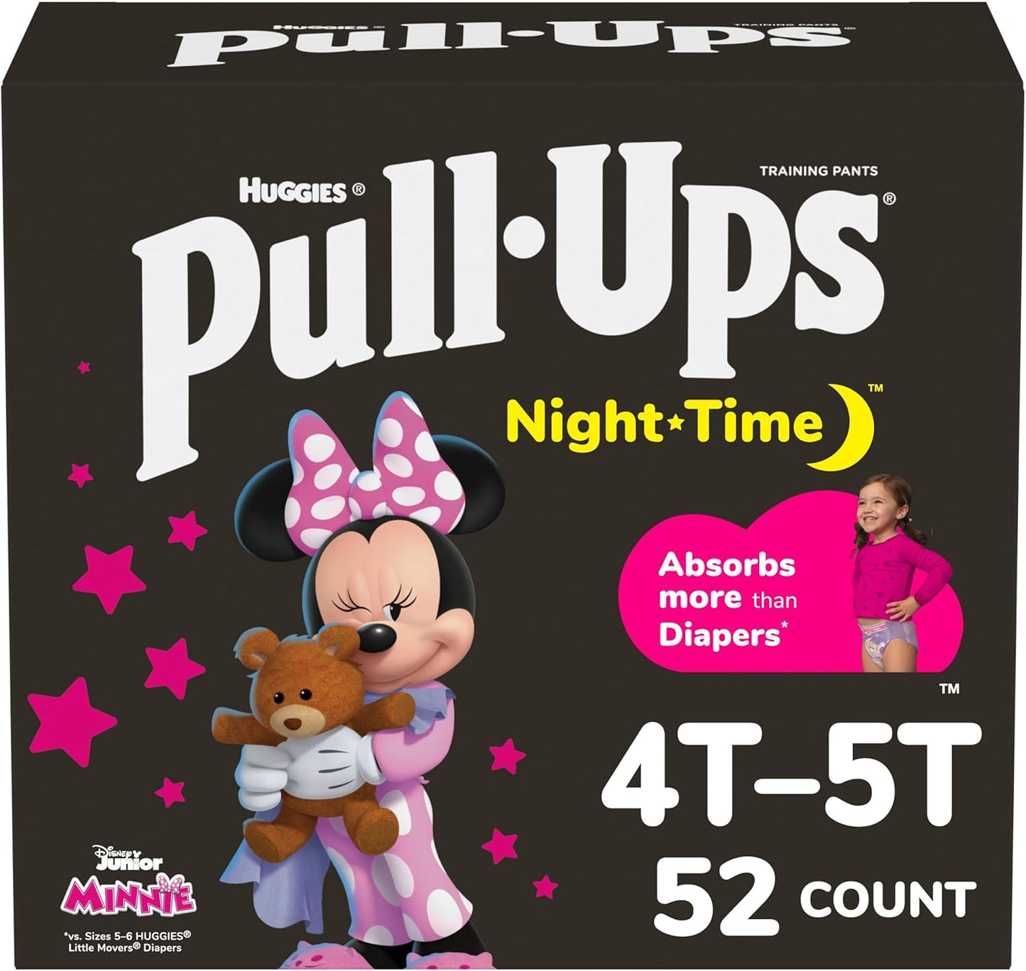 52 Ct Pull-Ups Girls' Night-Time Pants, Size 4T-5T - Overnight Training Underwear