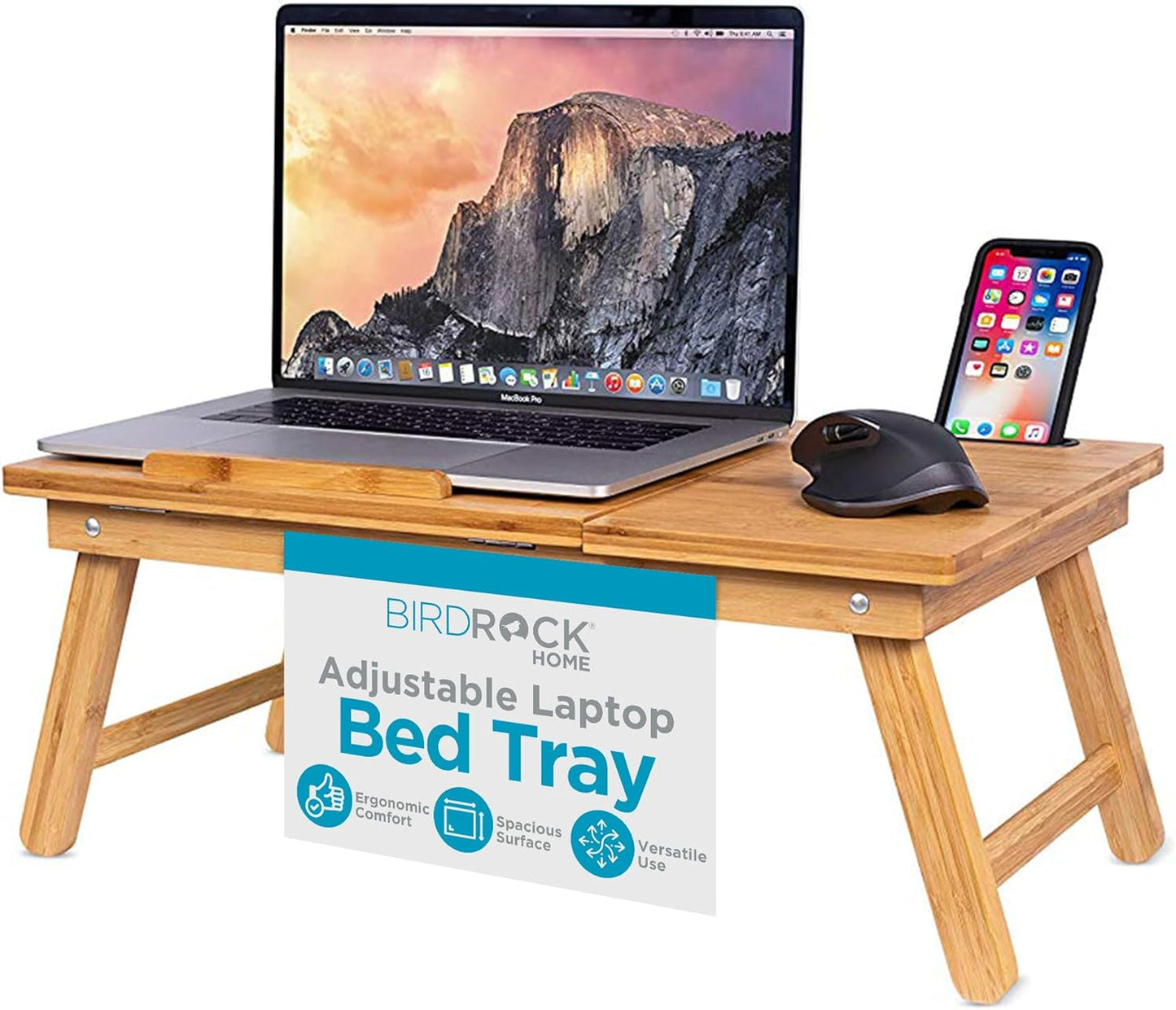 Sofia + Sam Bamboo Lap Desk - Multi-Position Tilt Surface - Portable Workstation