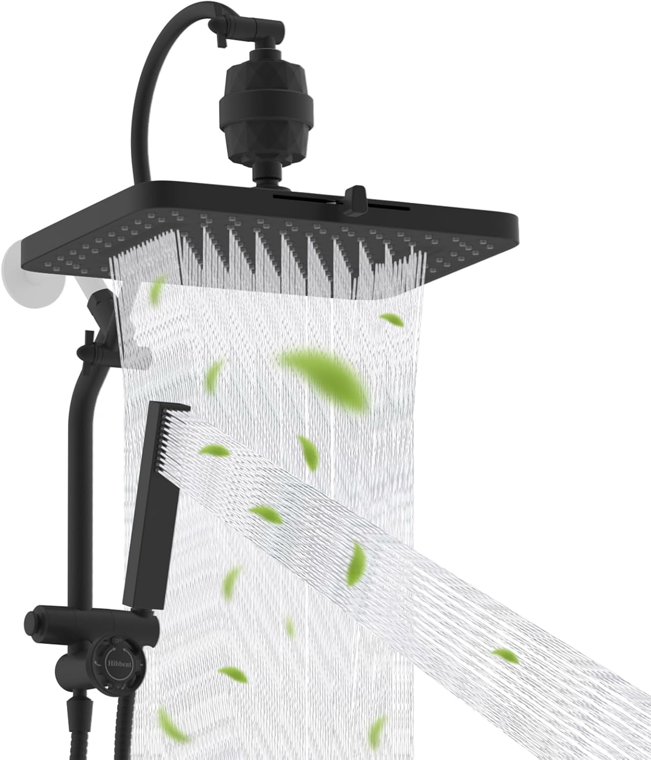 Hibbent 5-Spray Filtered Rainfall Shower Head Combo for Relaxation