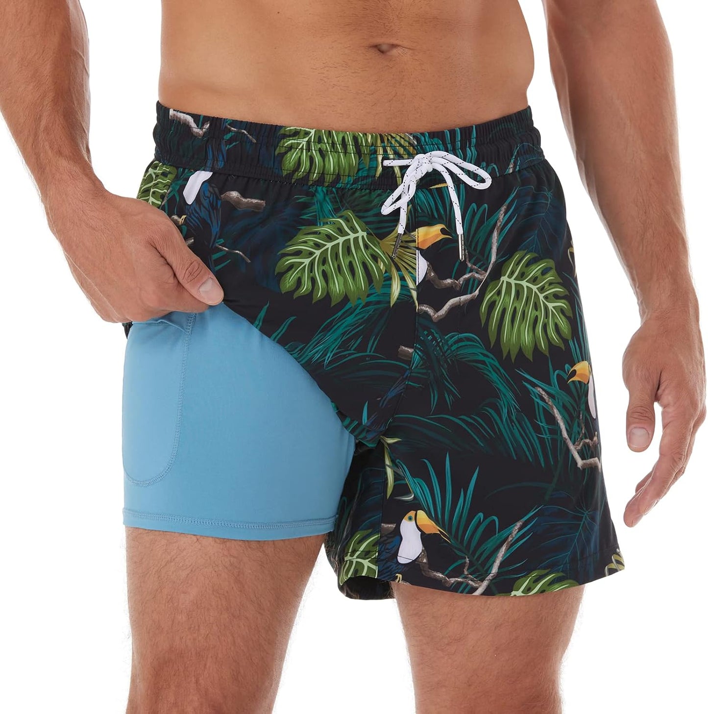 BRISIRA Mens Swim Trunks Quick Dry 5 inch Inseam Beach Shorts