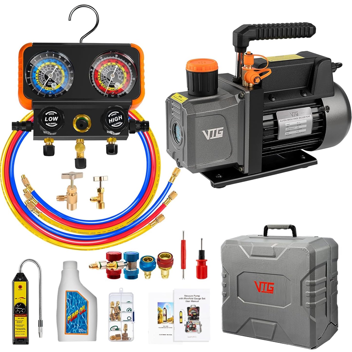 R1234yf AC Vacuum Pump and Gauge Set for Auto HVAC Needs