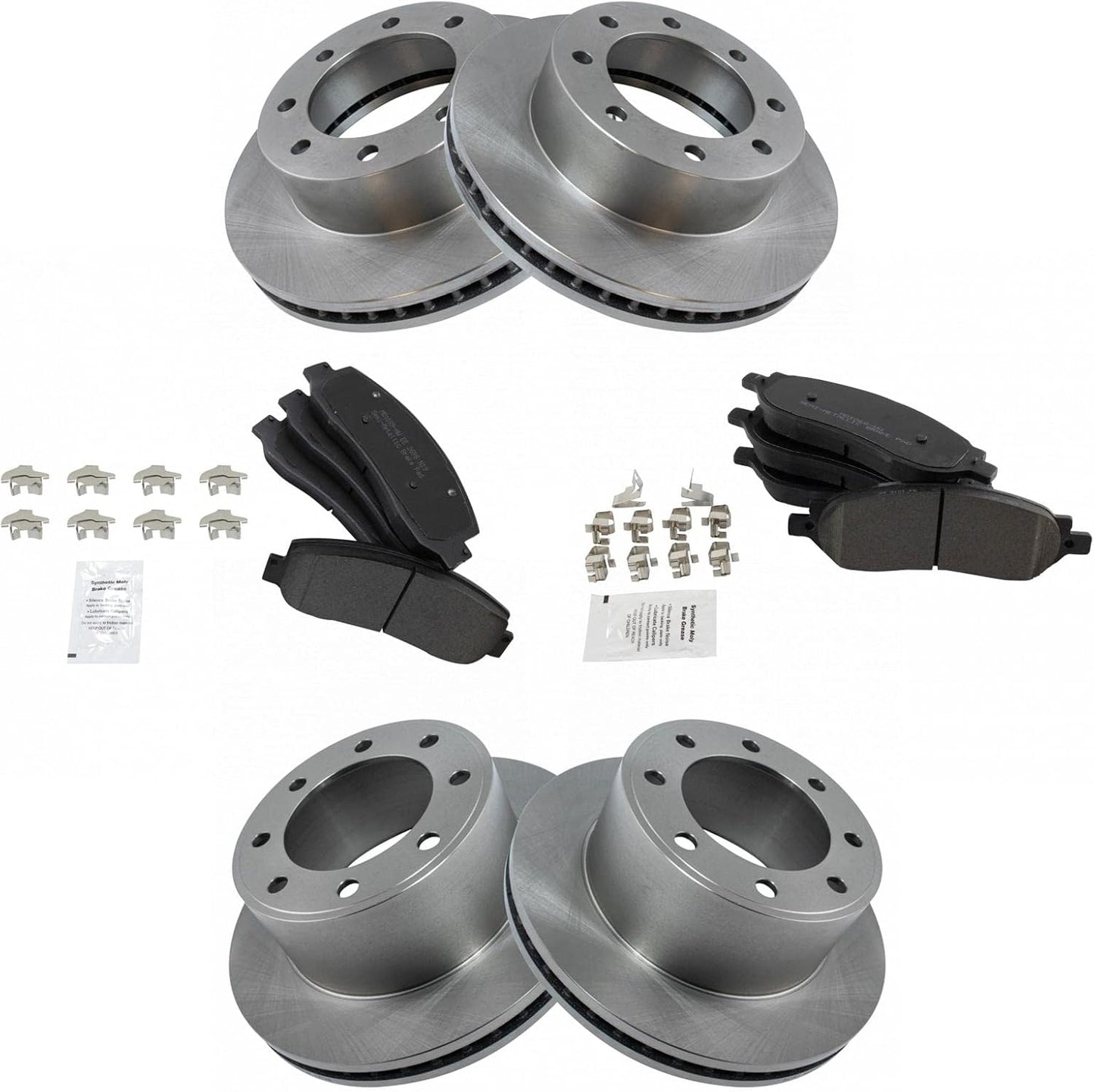 TRQ Front and Rear Brake Pad & Rotor Kit for Ford F-250 Super Duty