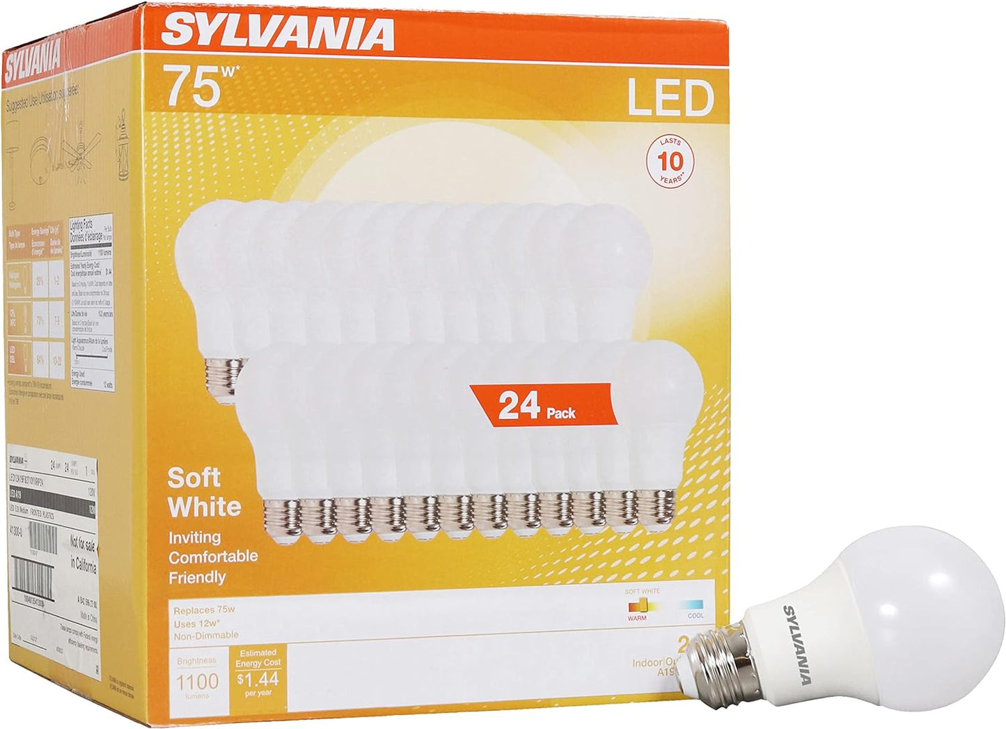 Sylvania LED Light Bulb 75W Equivalent A19 Efficient 12W