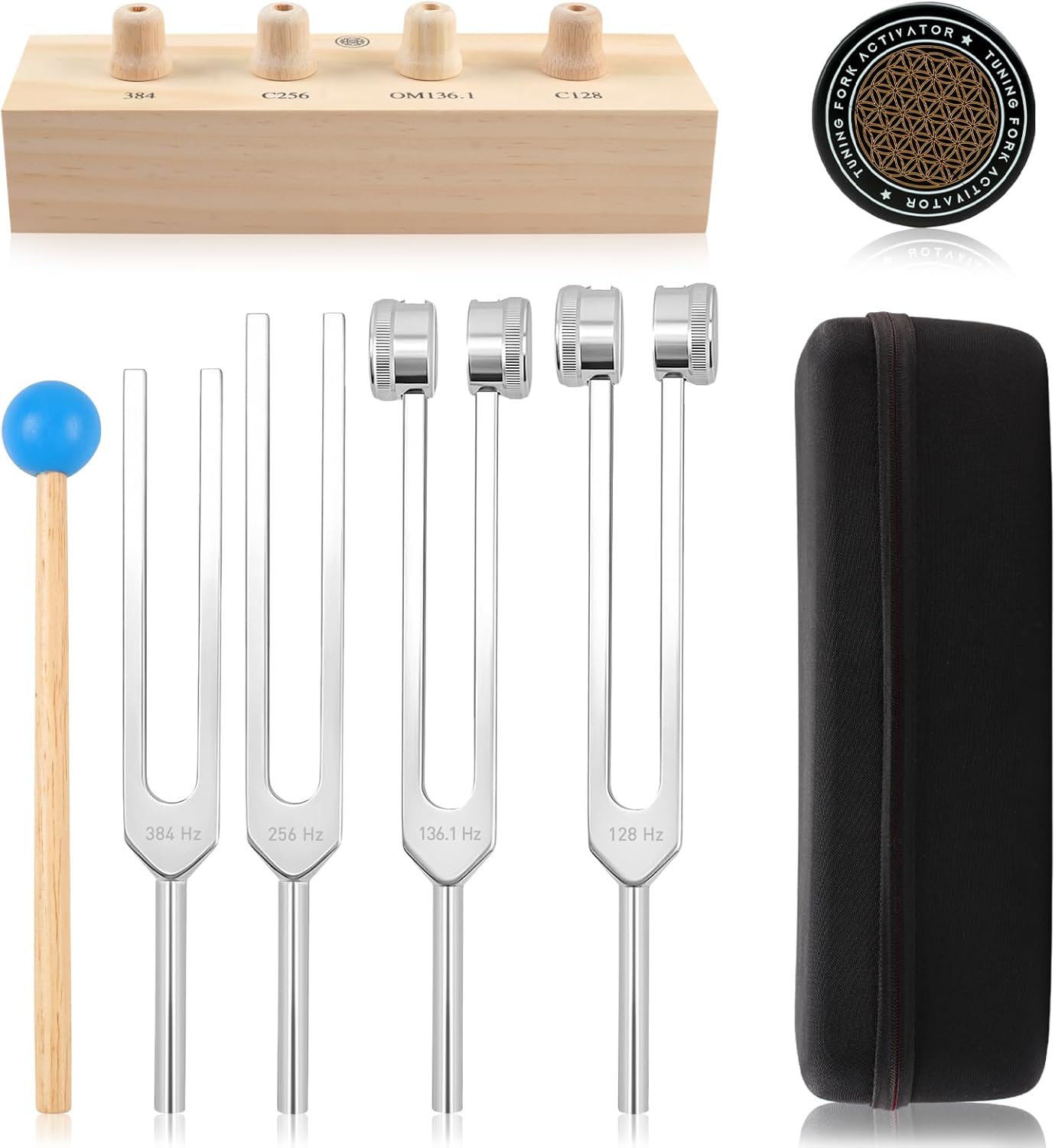 Tuning Forks for Healing Set with Activator and Bamboo Base
