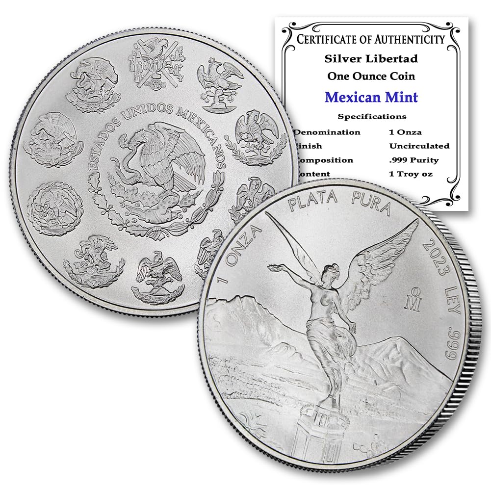 2023 1 oz Mexican Silver Libertad Coin with 999 Fine Silver Purity