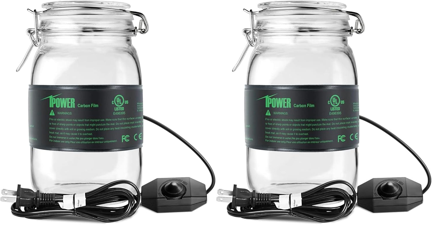 iPower 2-Pack Seedling Heat Mats - Temperature Adjustable Hydroponic Heating for Seed Starting