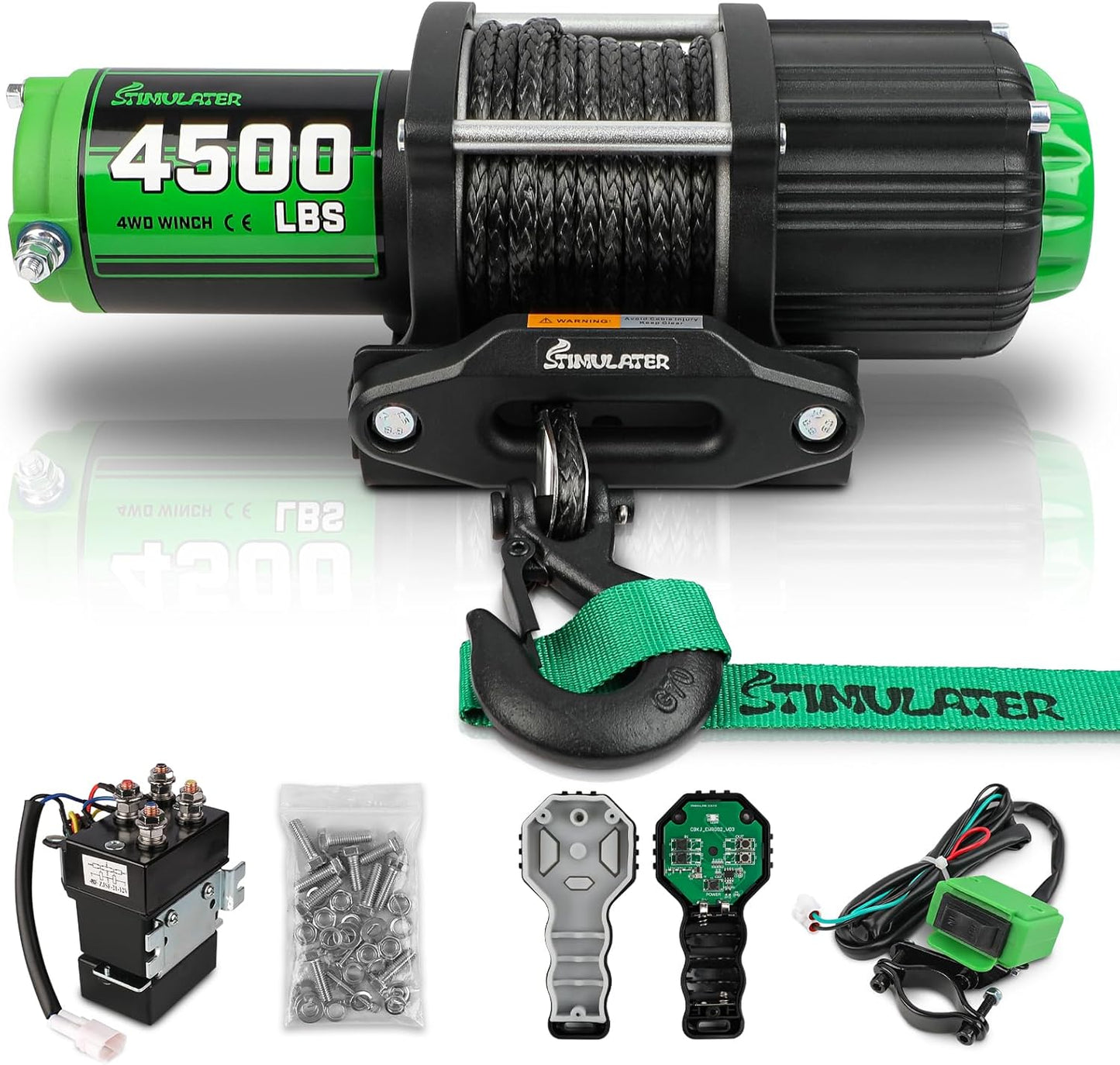 4500LB ATV Winch with Synthetic Rope and Wireless Remote Control
