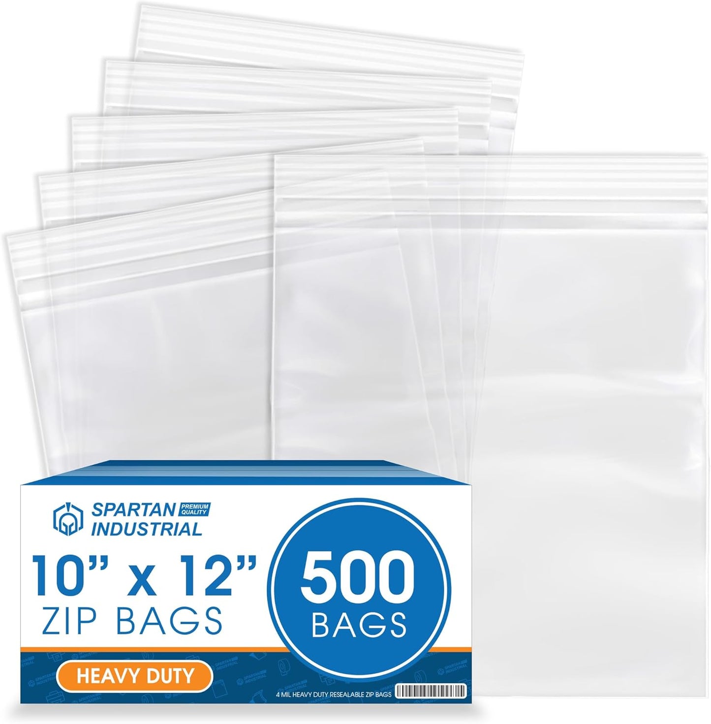 10 X 12 Clear Reclosable Zip Bags - Heavy Duty 500 Count
