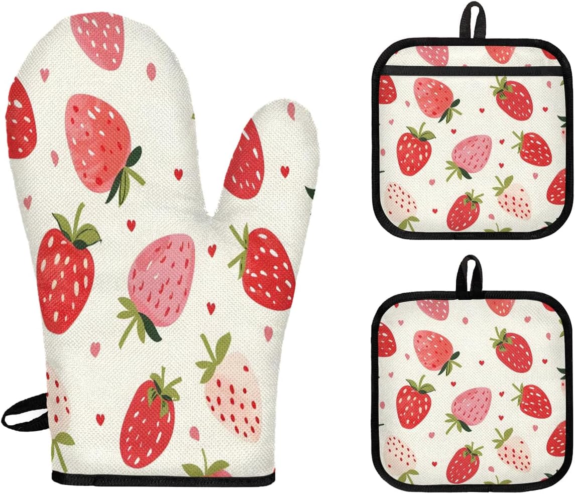 Heat Resistant Strawberry Oven Mitts