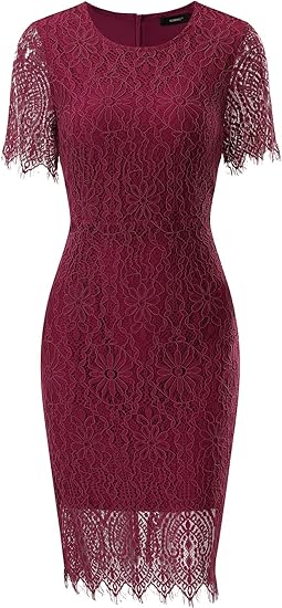 Elegant Floral Lace Bodycon Cocktail Dress for Women