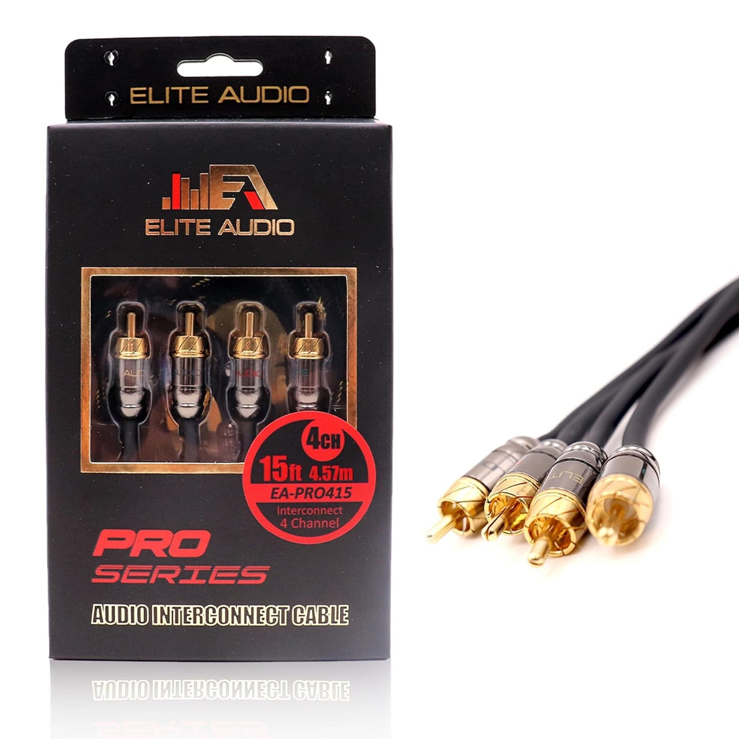 Elite Audio Pro Series 15ft 4-Channel RCA Cable for Superior Sound