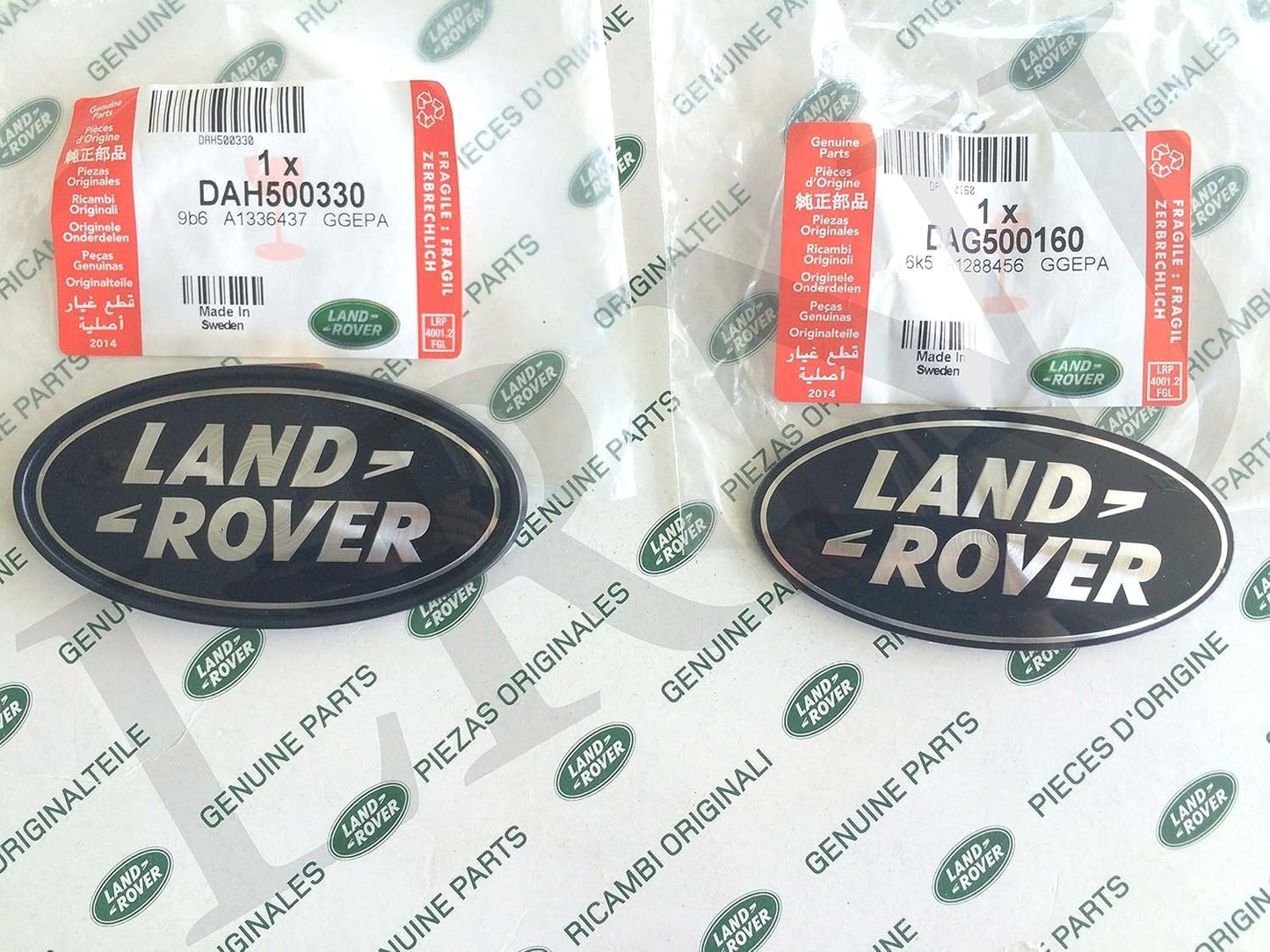 Land Rover Oval Badges Black on Silver for Range Rover Models