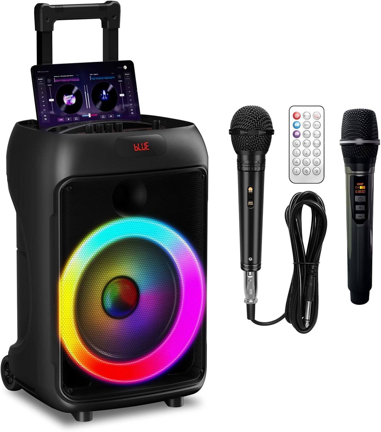 Hukkmela Karaoke Machine for Adults with 2 Microphones