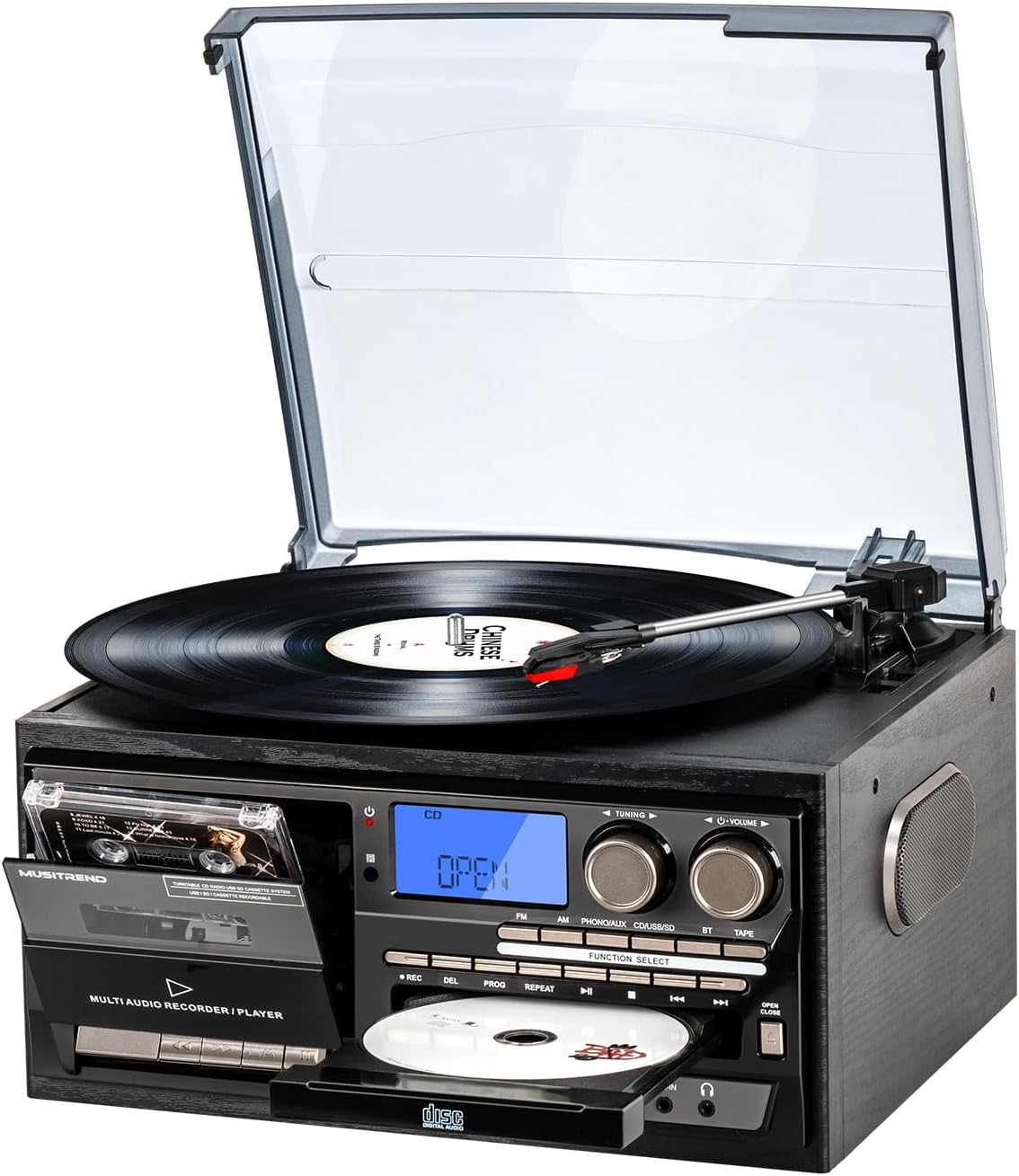 Record Player with Bluetooth Turntable for Vinyl Playback