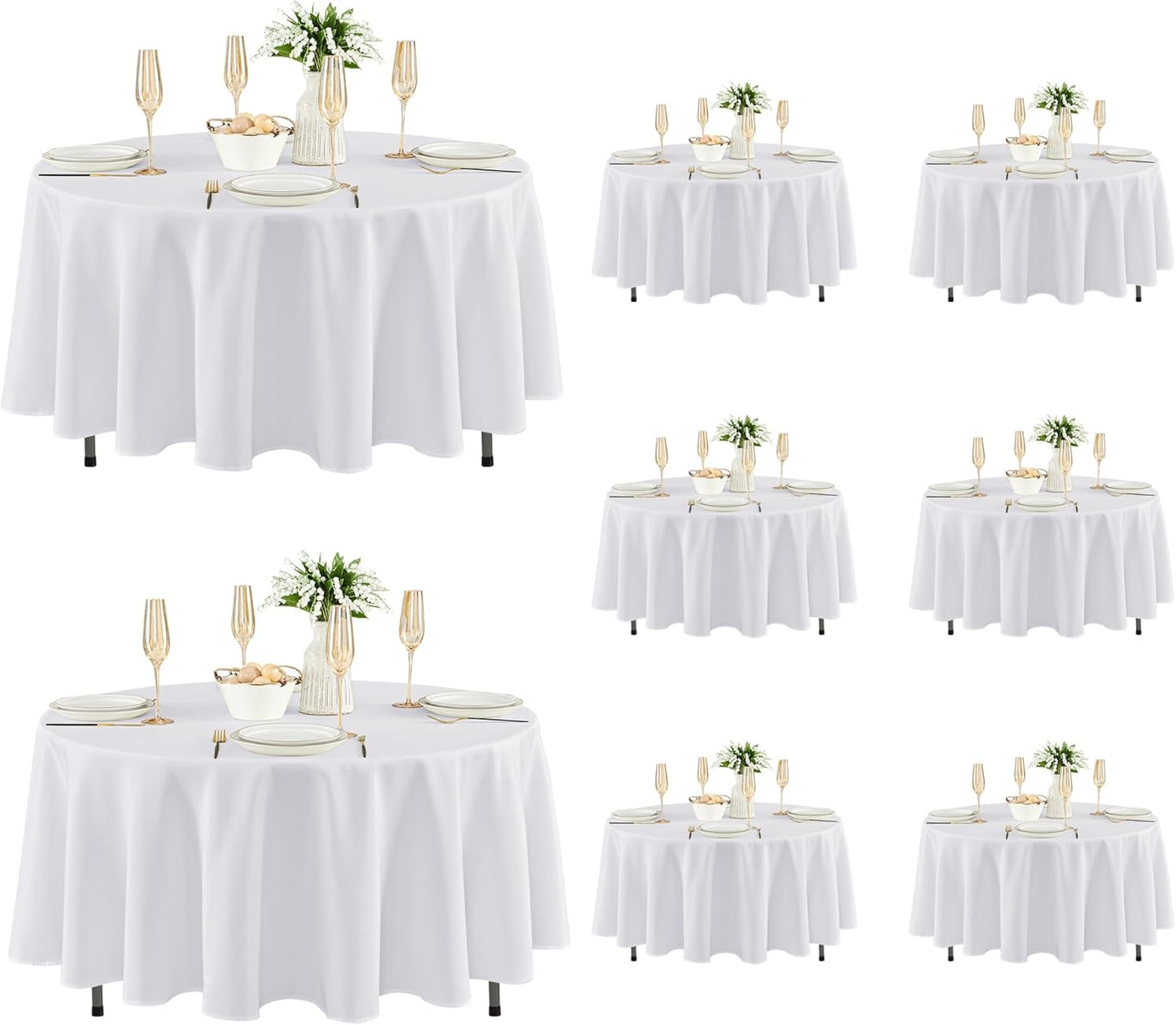 Fitable 8 Pack Round Tablecloths: Stain Resistant & Wrinkle Free