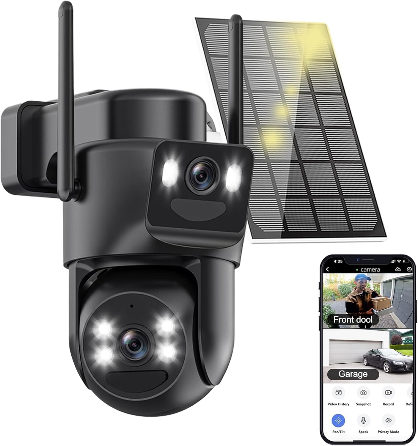 4K Solar Security Cameras Wireless Outdoor with Dual Lens Design