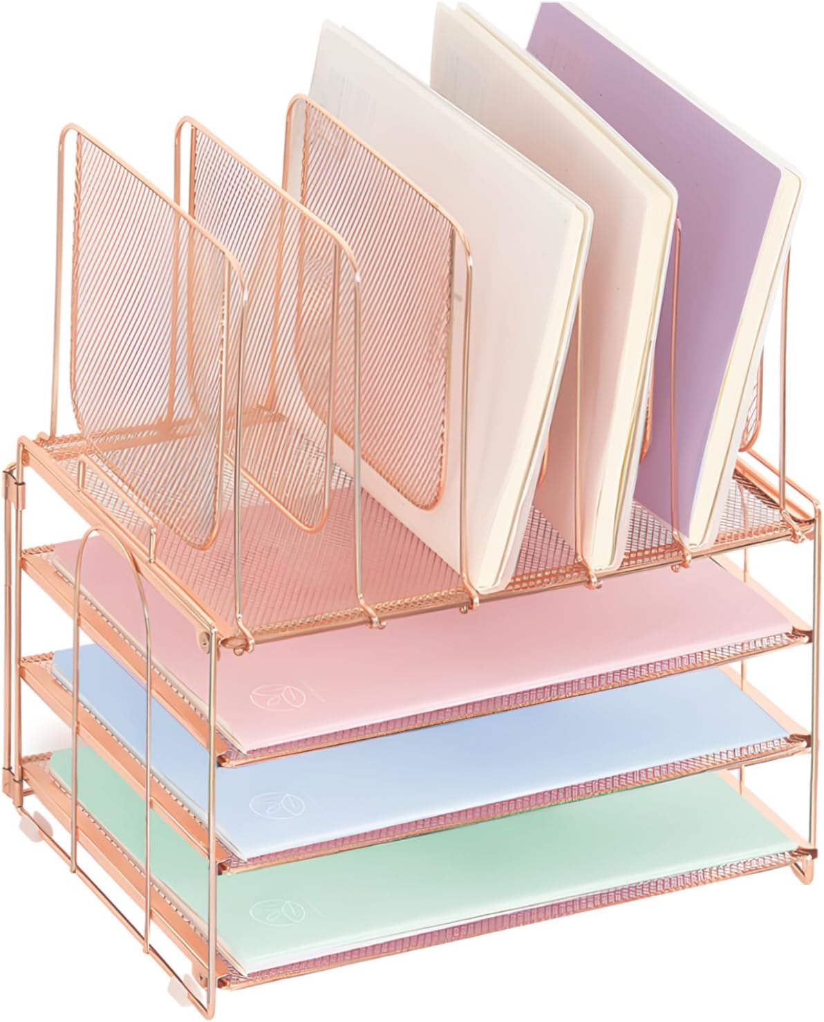 3-Tier Rose Gold File Organizer for Desk