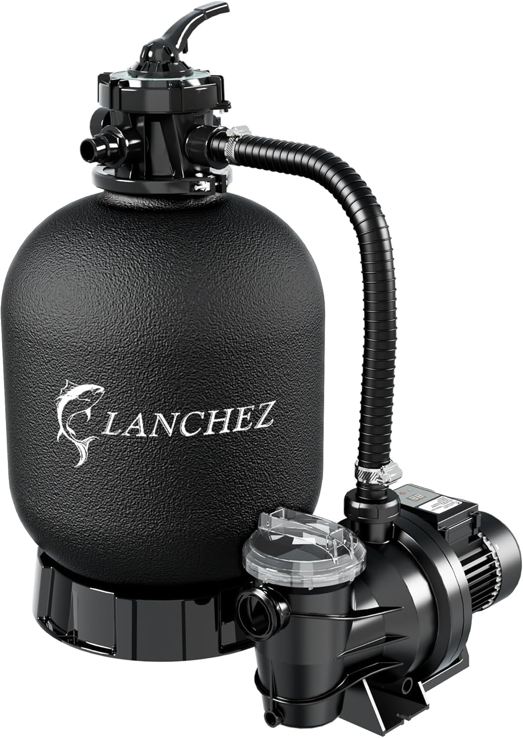LANCHEZ 16in Sand Filter Pump with Timer for Above Ground Pools