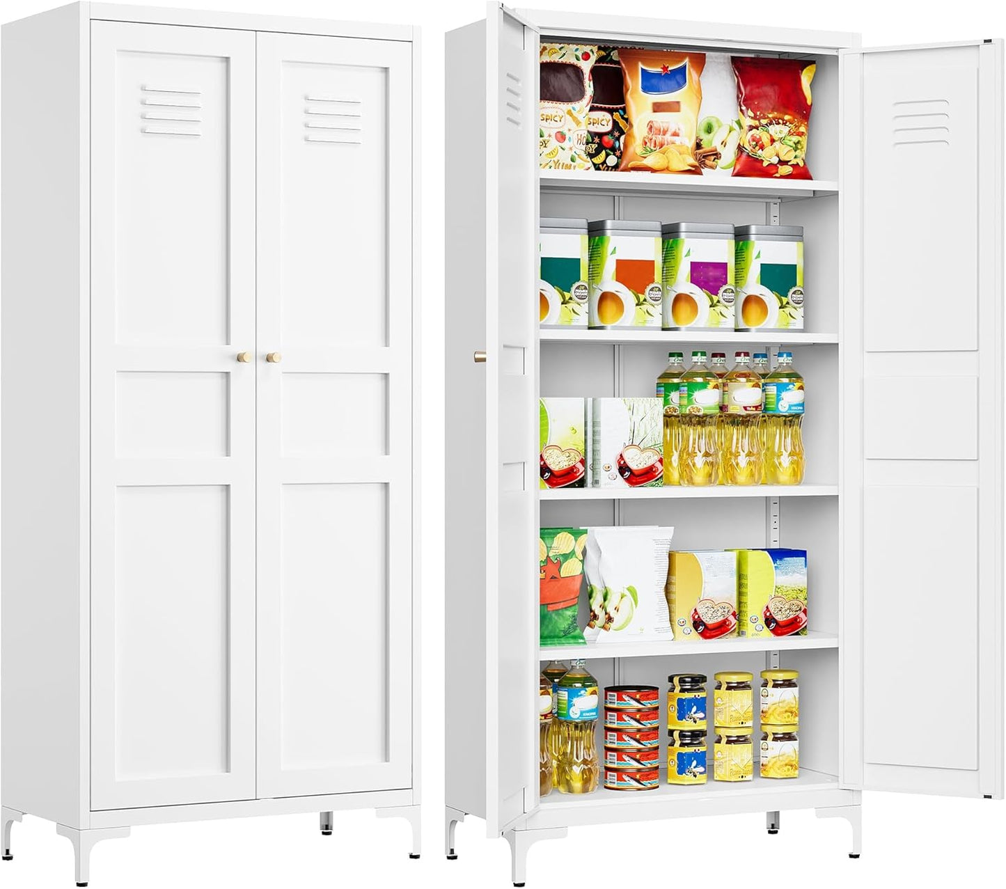 SISESOL Metal Storage Cabinet with Doors and Adjustable Shelves