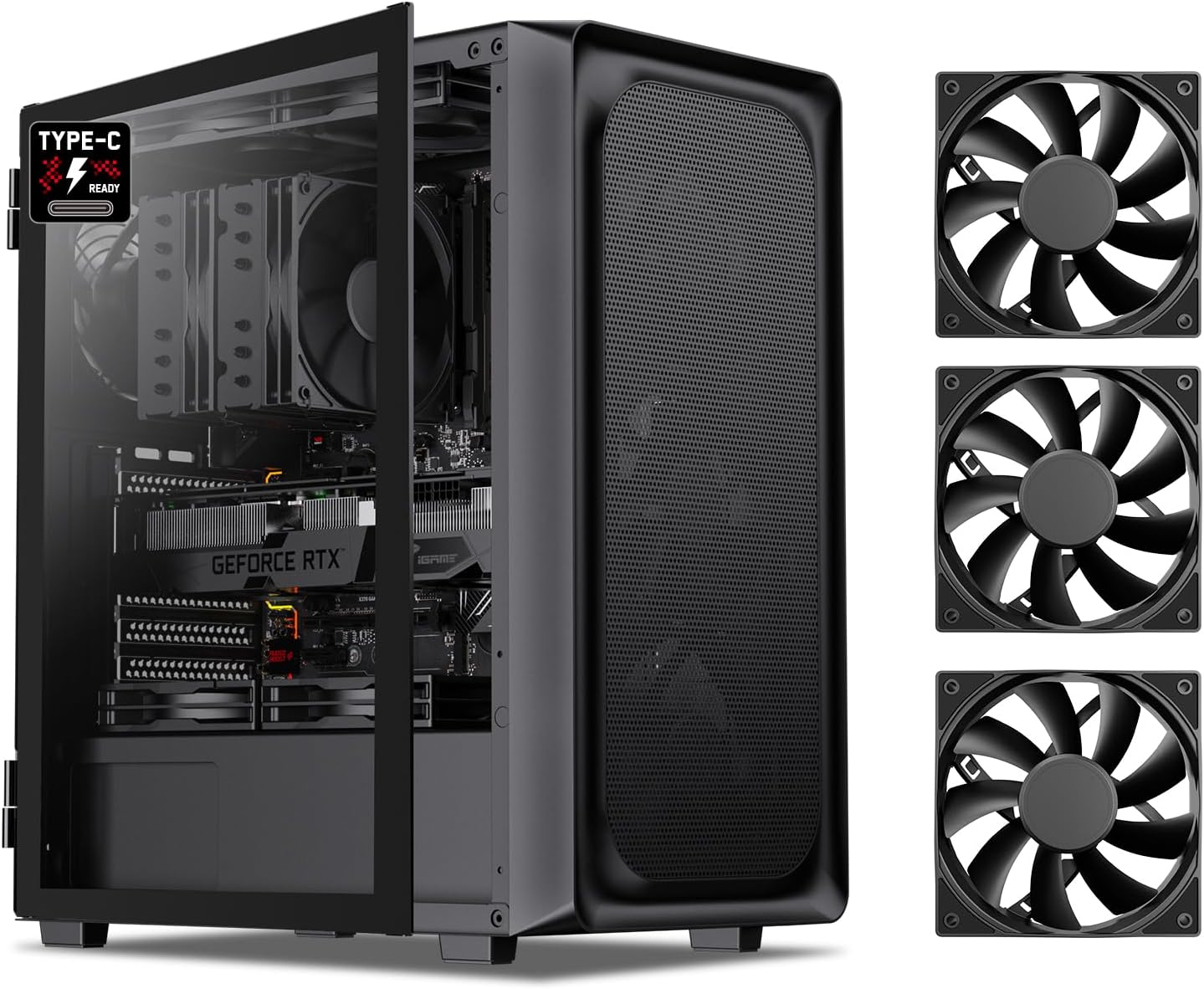 DARKROCK EC2 Black ATX Mid Tower Case with Tempered Glass Panel