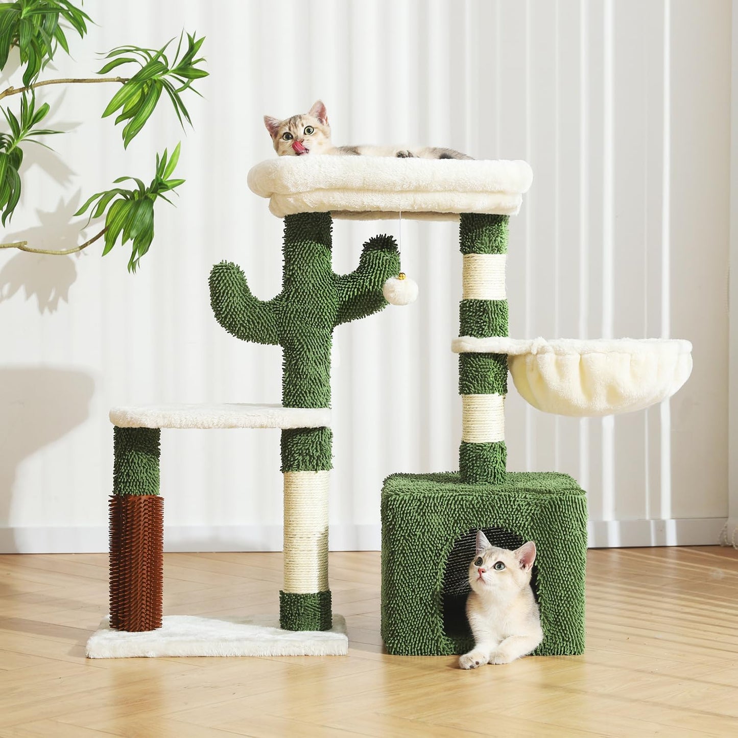 Hoopet 32-Inch Small Cat Tree for Indoor Cats with Cactus Design