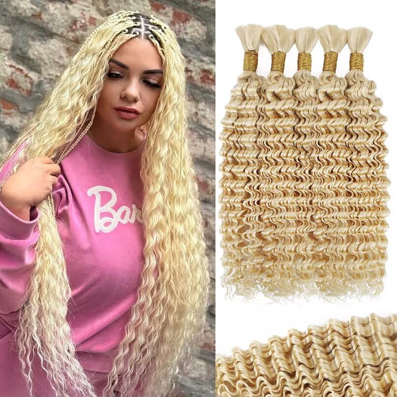 12A 613 Blonde Human Braiding Hair for Boho Braids 16 Inch