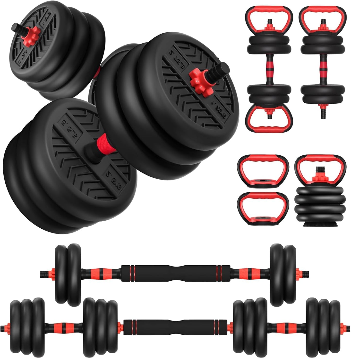 Adjustable Dumbbell Set for Home Gym - 4-in-1 Free Weights