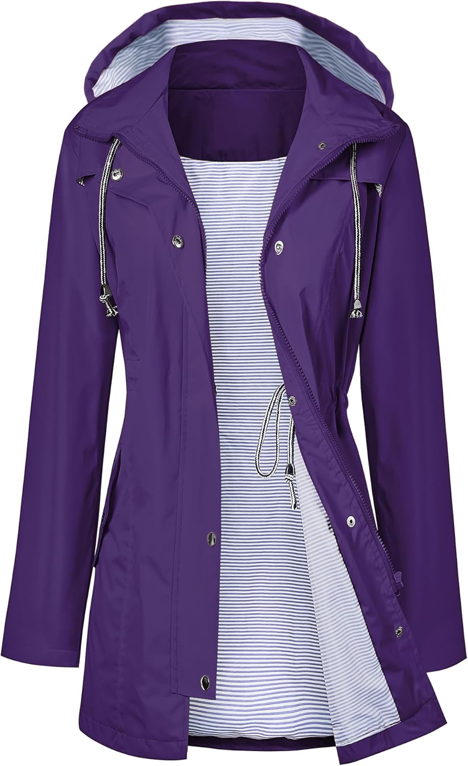 LOMON Raincoat Women Waterproof Long Hooded Trench Coats