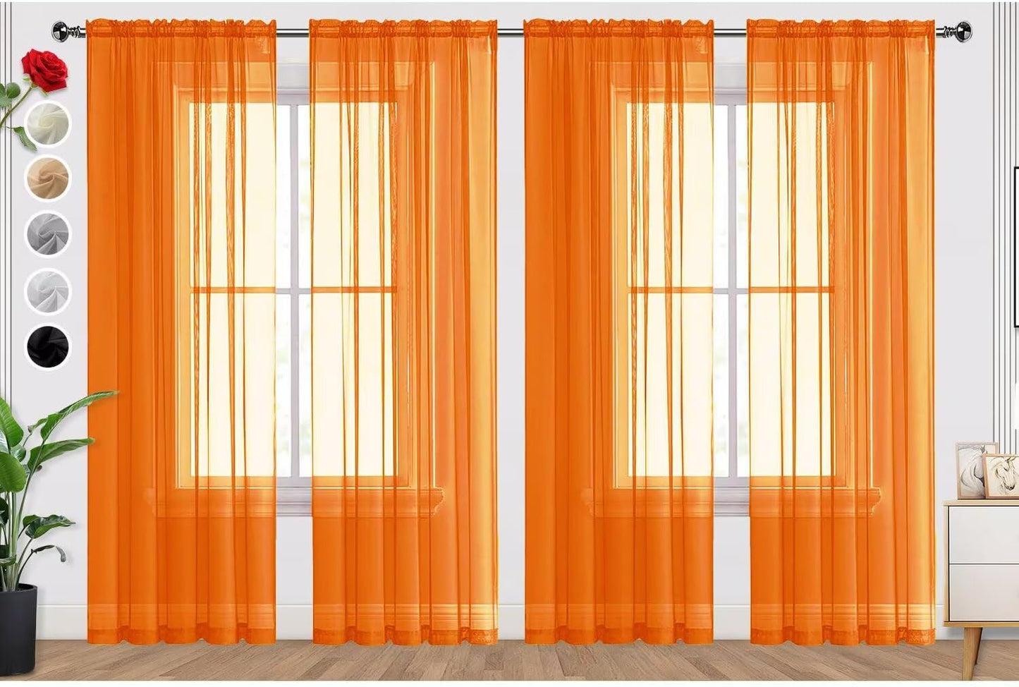 SpaceDresser Orange Sheer Curtains for Elegant Home Decor