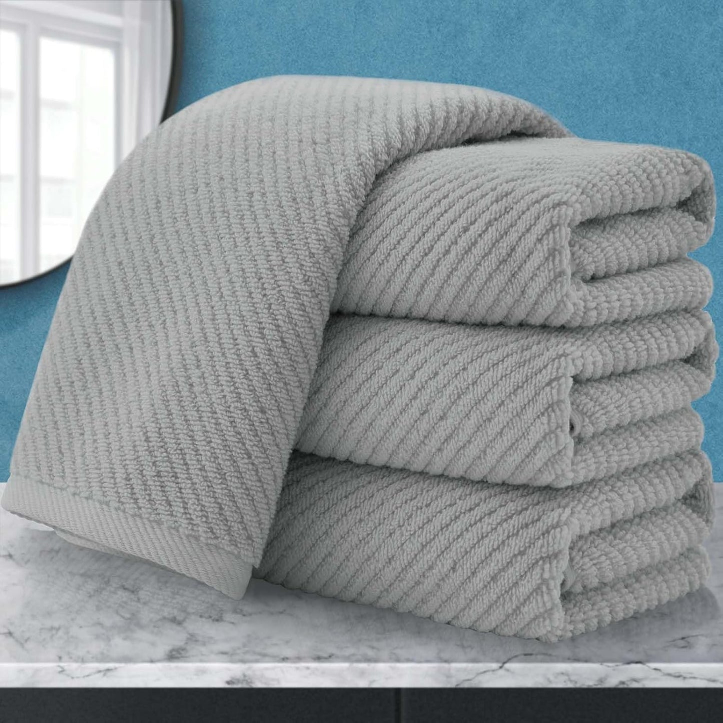Luxurious Grey Hand Towels Set of 4 - Soft & Absorbent Cotton